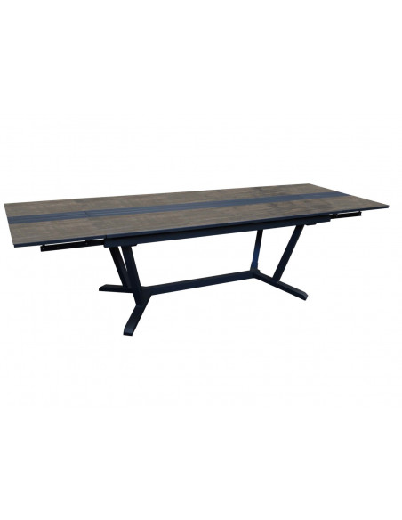Table GALLEO 180/230/280x100 en ALU/HPL/LATTES ALU - Graphite / Bambou