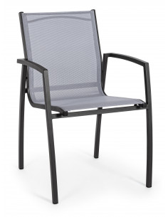 Achat Fauteuil HILLA empilable - Aluminium - Anthracite - BIZZOTTO