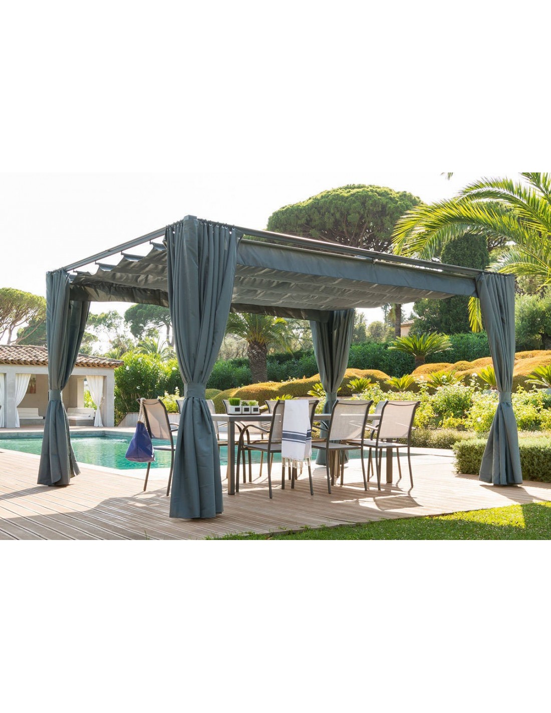 Tonnelle de Jardin palmeira Ardoise En Aluminium 3 x 4 M