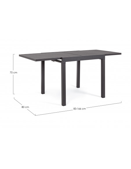 Achat Table PELAGIUS extensible - Aluminium - 83 / 166 x 80 cm - Anthracite - BIZZOTTO