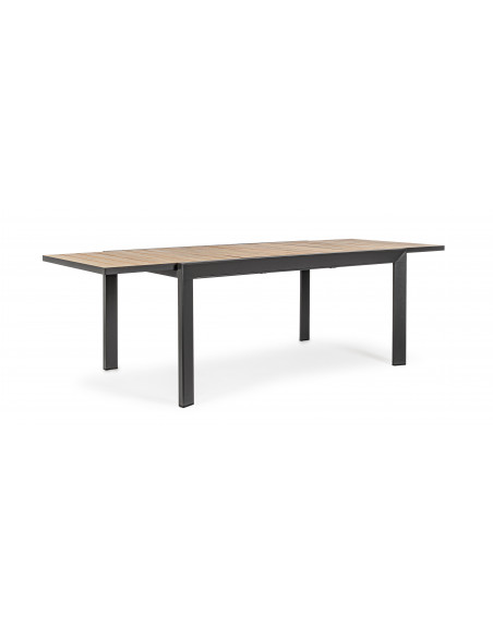 Achat Table extensible BELMAR - 160 / 240 x 100 cm - Naturel / Anthracite - BIZZOTTO