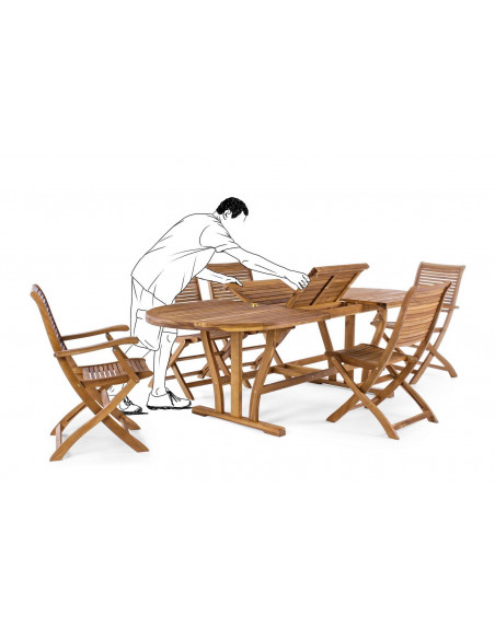 Achat Table ovale extensible NOEMI - Bois d'acacia - 180/240 X 90 cm - BIZZOTTO