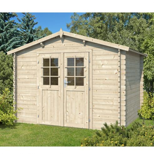 EDEN PARTENAIRE JARDIN Abri de jardin Edelweiss M en bois naturel sans plancher 298 x 298 cm