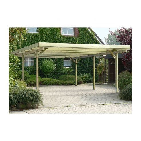 EDEN PARTENAIRE JARDIN Carport Albizia L en bois traité autoclave III 500 x 500 x 250 cm