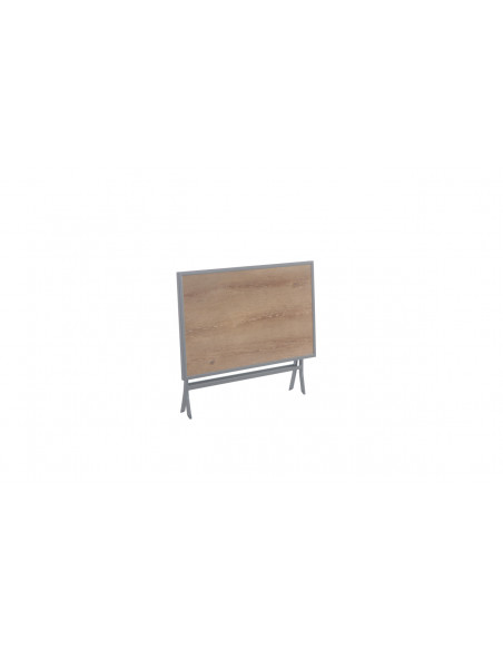 Achat CREADOR - Table pliante PIQUEY - 110 x 71 cm - Aluminium crealite - Gris mat / Effet teck
