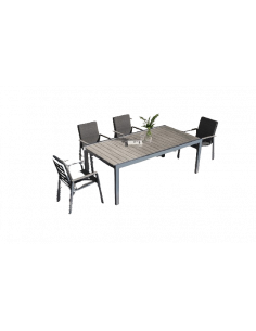 Achat CREADOR - Table CATALINA - 200 / 300 x 103 cm - Aluminium - Gris mat / Orme