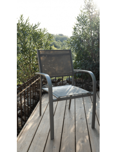 Achat CREADOR - Fauteuil de jardin TOSCA - Aluminium et textilène - Taupe / Bronze