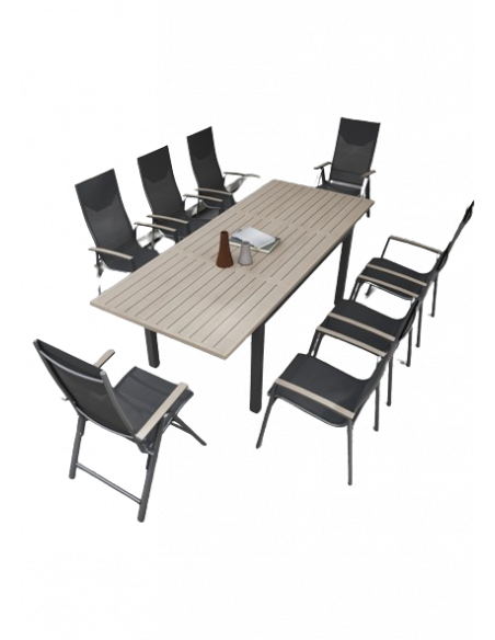 Achat CREADOR - Table BOTICA - 160 / 240 x 100 cm - Gris / Chêne clair