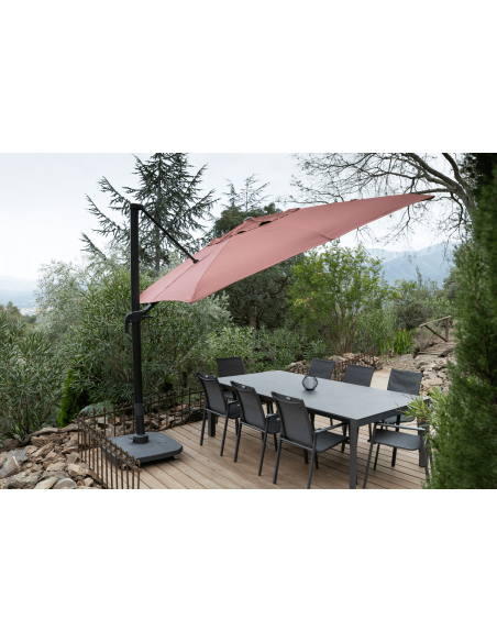 Achat MWH - Parasol déporté 3 x 3 m - Anthracite / Brique chiné - Aluminium