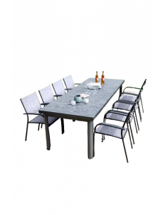 Achat CREADOR - Table extensible OTTAWA CR - 256 / 320 x 96 cm - Aluminium et Crealite - Effet béton