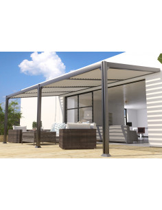 Achat COULEURS DU MONDE - Pergola adossée bioclimatique CANBERRA - 6 x 3 mètres - Toit incliné