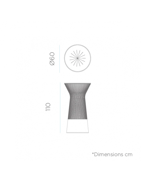 Achat NEWGARDEN - Table ronde haute d'extérieur lumineuse CAPRI 110 - ø 60 cm x h.110 cm
