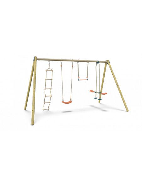 TRIGANO - Portique MANOU bois et métal 2.3 m hauteur - Enfants 3 à 12 ans