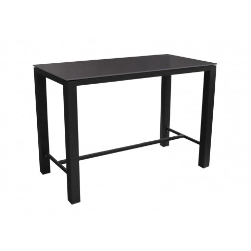 PROLOISIRS - Table haute STONEO 140x74 en aluminium et céramique - Graphite / Anthracite