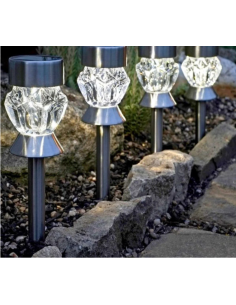 SMART SOLAR - Balise solaire Crystal stainless stake light - 4 pièces