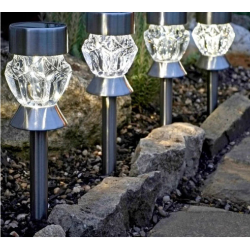 SMART SOLAR - Balise solaire Crystal stainless stake light - 4 pièces