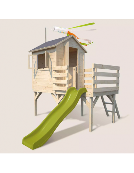 SOULET - Maisonnette en bois sur pilotis JOSEPHINE avec toboggan - Enfants 3 à 12 ans