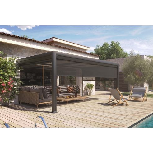 COULEURS DU MONDE - Store brise vue frontal 5 mètres pour Pergola Charlotte ou Austin