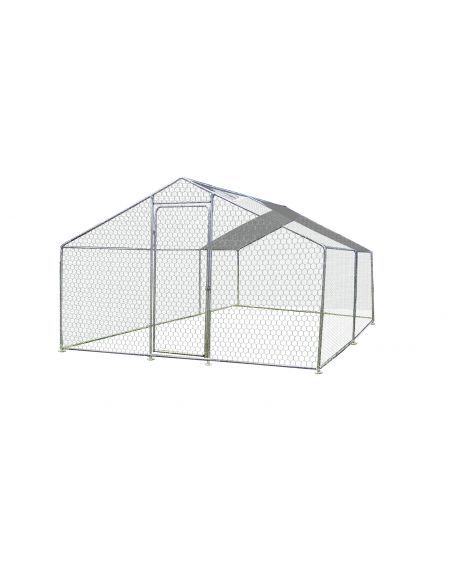 HABRITA - Enclos parc grillagé 6m² avec bâche de toit - L. 200 x P.300 x H.220 cm