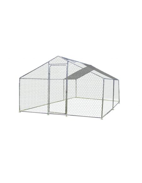 HABRITA - Enclos parc grillagé 12m² avec bâche de toit - L.300 x P.400 x H.220 cm