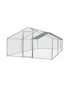 HABRITA - Enclos parc grillagé 18 m² avec bâche de toit - L.300 x P.600 x H.220 cm