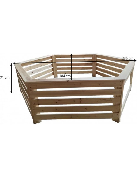 HABRITA - Habillage en bois hexagonal pour spa et piscine - L.2.35 X l.184 X H.0.71 m