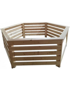 HABRITA - Habillage en bois hexagonal pour spa et piscine - L.2.35 X l.184 X H.0.71 m