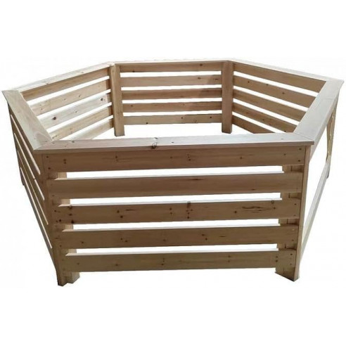 HABRITA - Habillage en bois hexagonal pour spa et piscine - L.2.35 X l.184 X H.0.71 m