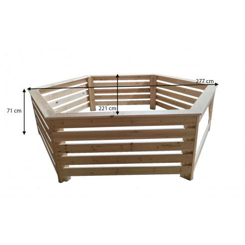 HABRITA - Habillage en bois hexagonal pour spa et piscine - L.277 x L.221x H.071 M