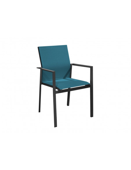 Fauteuil de jardin Delia Empilable en Aluminium graphite - Graphite / Bleu