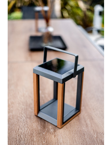 CREADOR - Table de jardin LANZA CR extensible - L.165/261 x 100 cm - Aluminium - Imitation teck