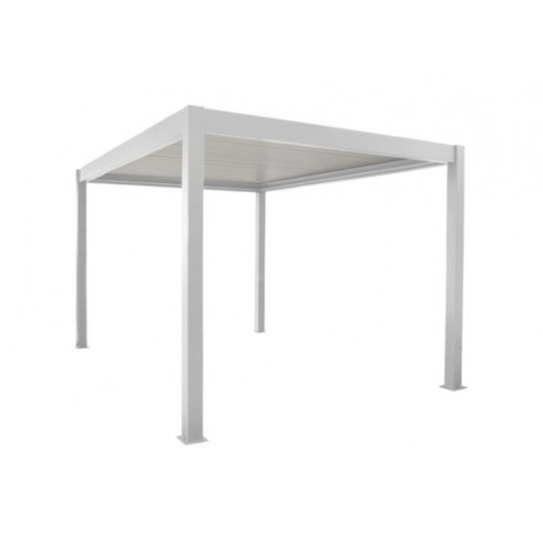 Achat PROLOISIRS - Pergola bioclimatique manuelle ZEPHIR - 3x4 mètres - Aluminium/Lames - Blanc