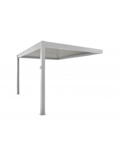 Achat OCEO - Pergola bioclimatique adossée motorisée ZEPHIR - 3x4 mètres - Aluminium/Lames - BLANC