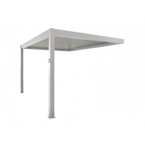 Achat OCEO - Pergola bioclimatique adossée motorisée ZEPHIR - 3x4 mètres - Aluminium/Lames - BLANC