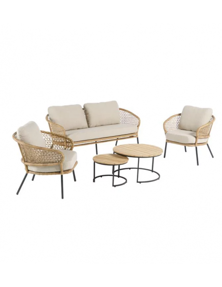 PROLOISIRS - Salon bas PHENIX - Aluminium / beige naturel