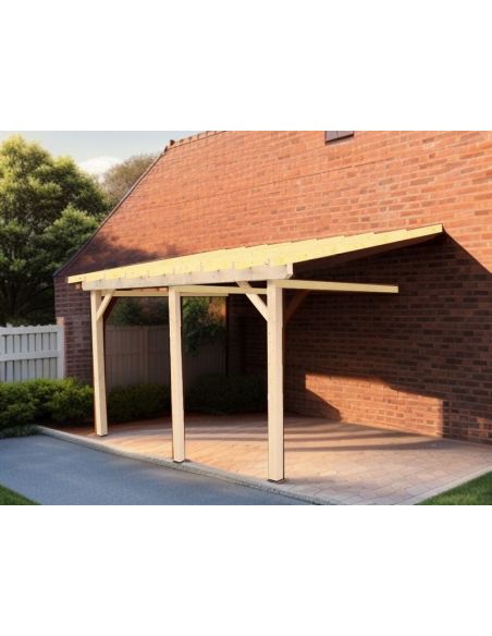 HABRITA - Carport adossé mono-pente sans couverture - 22.85 m²