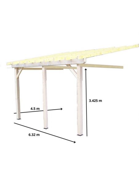 HABRITA - Carport adossé mono-pente sans couverture - 22.85 m²