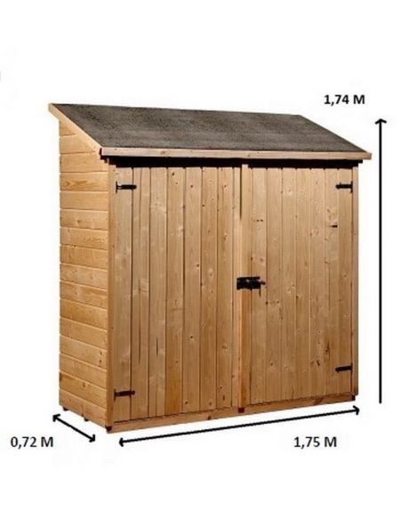 HABRITA - Abri de jardin mural bois massif - 16 mm