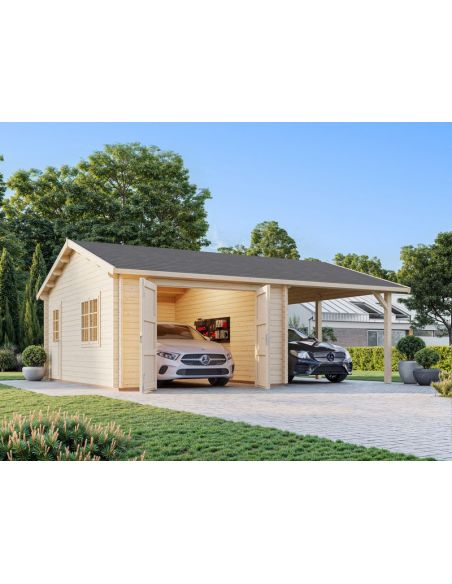 PALMAKO - Garage Roger 19 m² + 16.2 - Porte bois - 44 mm