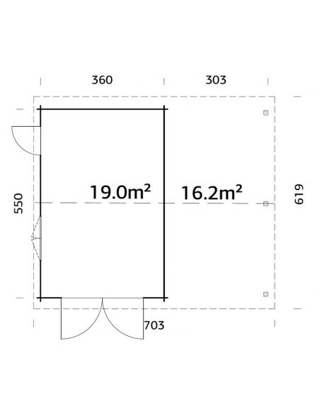 PALMAKO - Garage Roger 19 m² + 16.2 - Porte bois - 44 mm