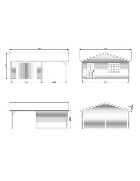 PALMAKO - Garage Roger 19 m² + 16.2 - Porte bois - 44 mm