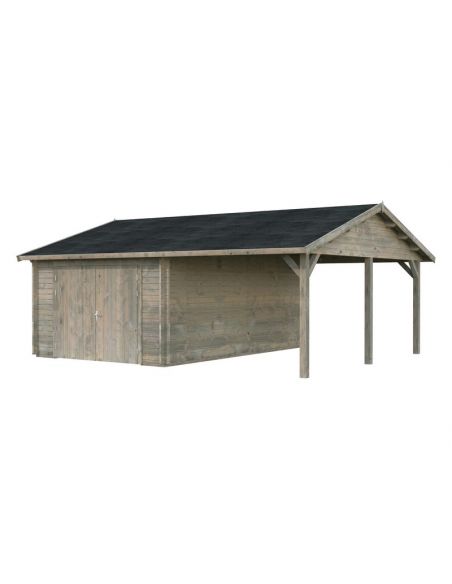 PALMAKO - Garage Roger 19 m² + 16.2 - Porte bois - 44 mm