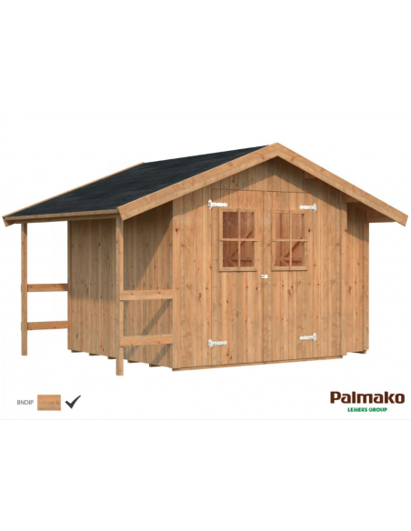 Abri de jardin Marcus 6.5 m² + appentis en bois massif 16 mm