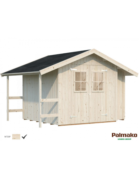 Abri de jardin Marcus 6.5 m² + appentis en bois massif 16 mm