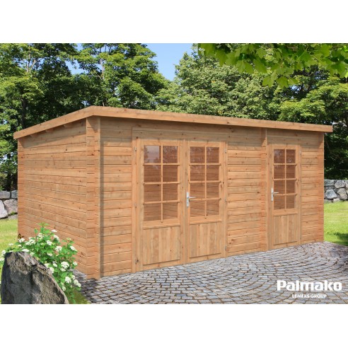 Abri de jardin Ella 13.5 m² en bois massif 28 mm
