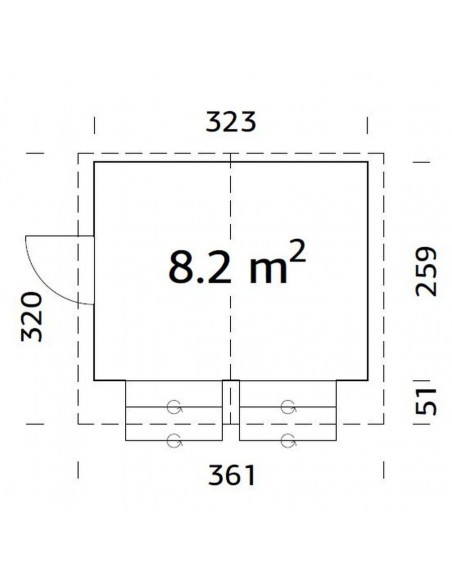 Abri de jardin Stella 8.3 m² style buvette en bois massif 16 mm