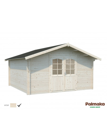Achat Abri de jardin Lotta 14.45 m² en bois massif 34 mm - Blanc translucide - Palmako