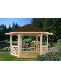Tonnelle de jardin Betty 9.9 m² en bois massif lamellé-collé