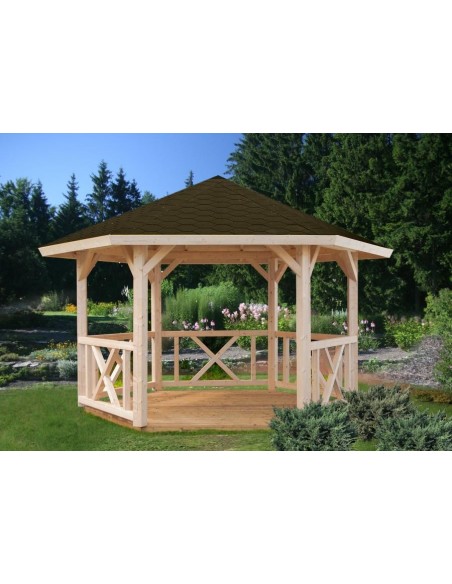 Tonnelle de jardin Betty 9.9 m² en bois massif lamellé-collé