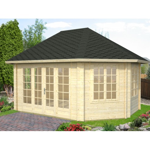 Tonnelle de jardin Hanna 20.3 m² avec plancher en bois massif 44 mm